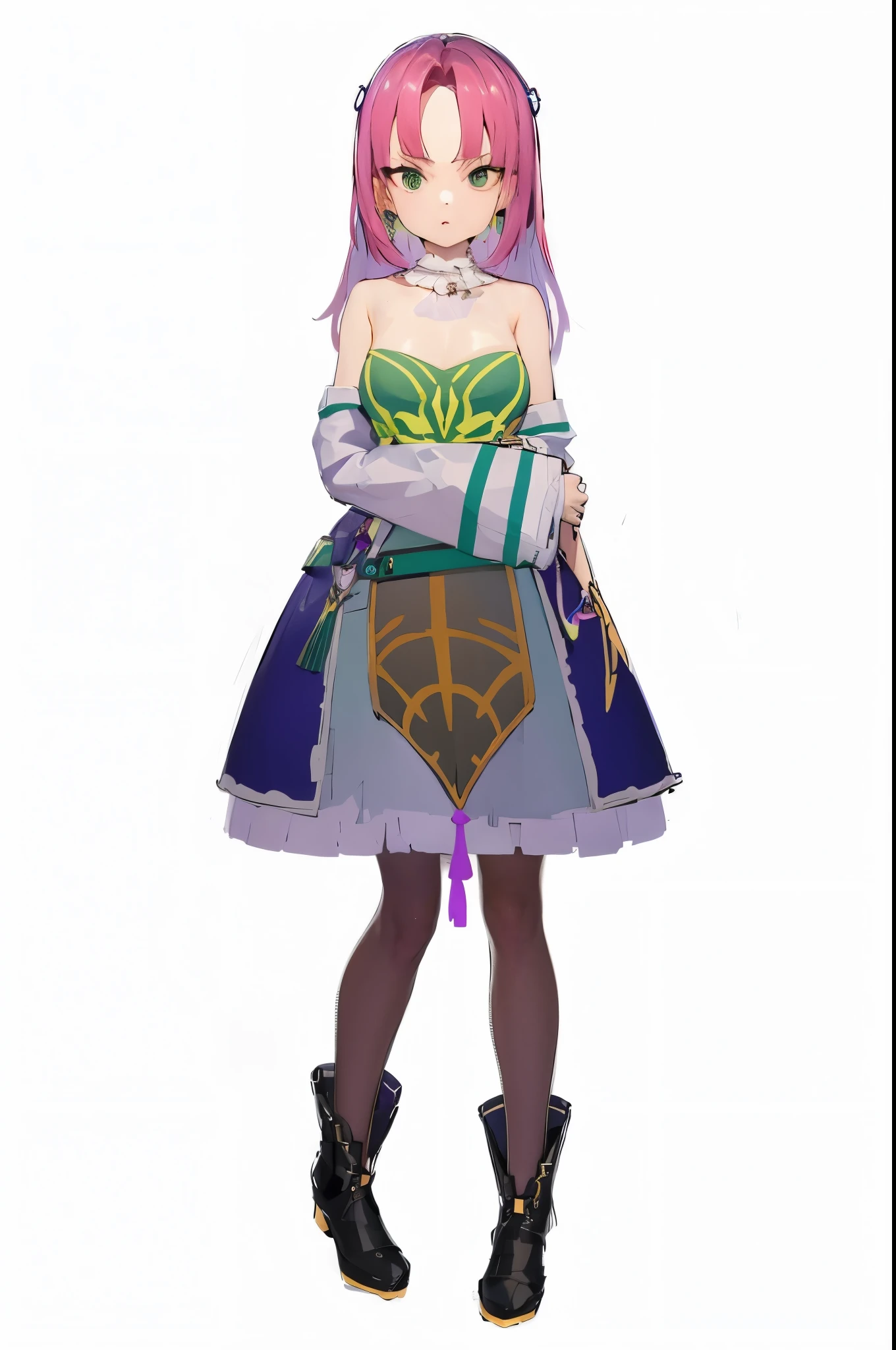 beautiful girl,purple hair,green and blue dress,painful,fatigue,super dense,beauty,4k,8k,highest quality