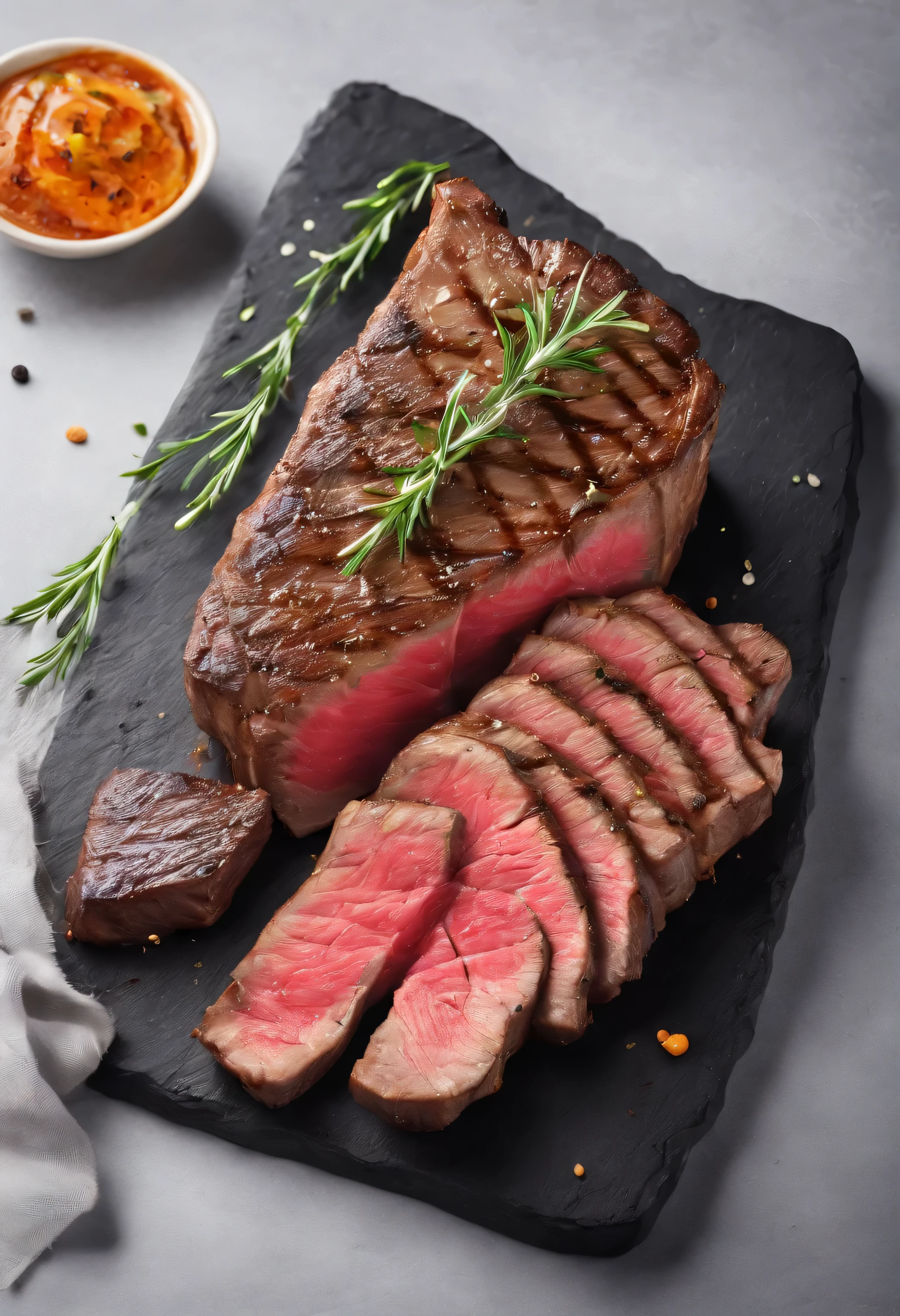 steak, white background, magazine photo