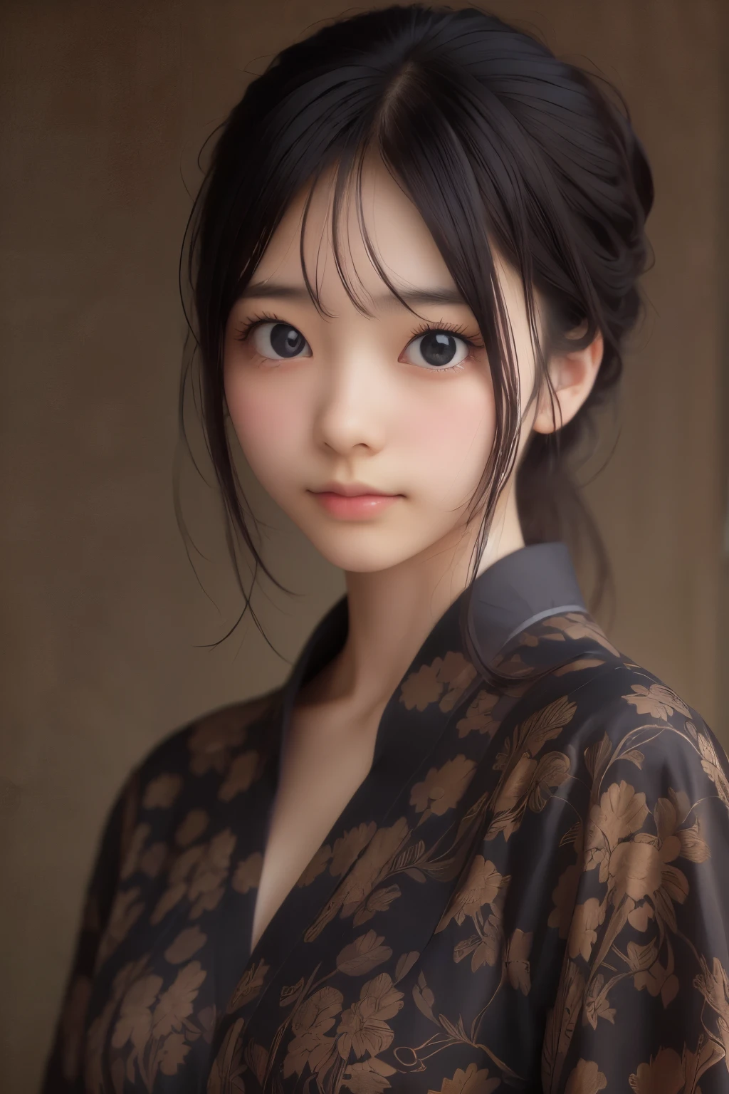Best Quality, Focus, Soft Light, Black Hair, (Japanese)), (Blouse), (((Front, Young Face))), (Depth of Field), Ultra High Resolution, (Realistic: 1.4), RAW Photo, Upper Body