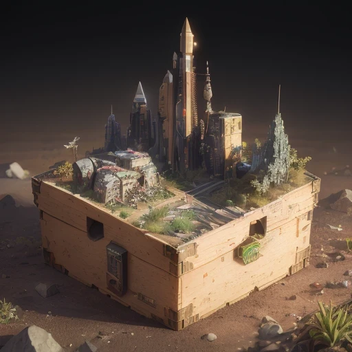 6598年Mars realistic model, (Bifurcation, original photo, best quality, masterpiece:1.4),Steampunk Cyberpunk 6820 City,(CyberpunkMars light:1.3), Mars (related to land),(in a small nature box:1.3),Isometric, small nature, landscape on foundation,landscape,