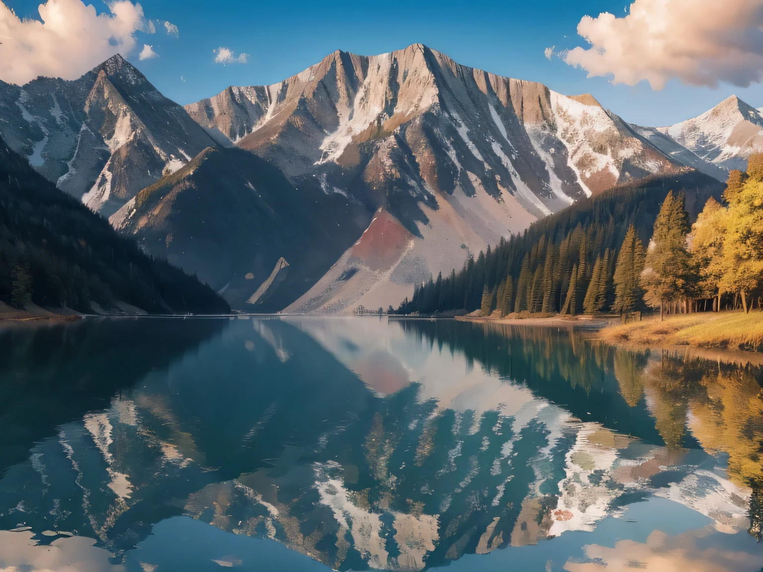 (((reflection)))，Lake view with mountains as background, beautiful lake, Colors reflected on the lake, stunning natural background, Really beautiful nature, beautiful place,Beautiful scenery、colorful environment, 4 0 9 6, 美丽的reflection