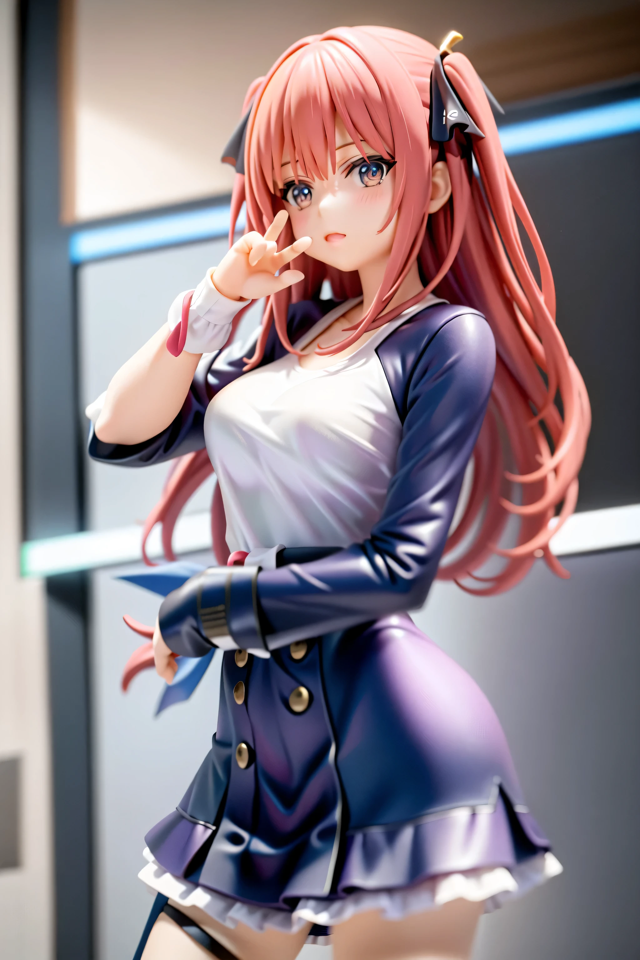 Imagen arafed de una mujer con un vestido corto posando para una foto., Detalles finos. chicas de primera linea, asuna yuuki, from chicas de primera linea, estilo carril azul, ( figura muy detallada ), with the index finger, pose casual, chicas de primera linea style, also, Rena nunen estilo 3/4, figura emergente del desfile, kantai collection style, correr, 8k UHD resolution, very high resolution quality