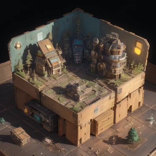6598年Mars realistic model, (Bifurcation, original photo, best quality, masterpiece:1.4),Steampunk Cyberpunk 6820 City,(CyberpunkMars light:1.3), Mars (related to land),(in a small nature box:1.3),Isometric, small nature, landscape on foundation,landscape,
