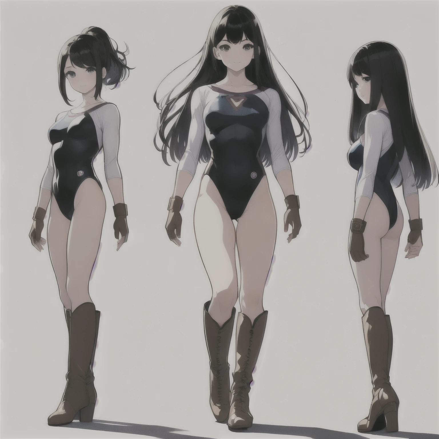 ((full body)),(masterpiece, best quality), 1girls ,((Contrapposto:1.5)), looking at viewer, walking,((v_arms:1.2)), ((bare legs:1.3)), wearing (gymnast_outfit leotard:1.3), , BREAK masterpiece black hair, ((long hair:1.2)), ((parted bangs:1.3)), black eyes, good hand, ((small breasts)), (over 20 years old, under 25 years old:1.2), , spotlight, happy, smile, BREAK, 1girl, medium breasts, gymnast_outfit leotard, bare legs, tight belt, boots, gloves, town backdrop, solo, single, hands on hip, standing straight, full body shot, cowboy shot, superhero, big eyes, beautiful detailed eyes, ((superpower, medium breasts, gymnast_outfit leotard, bare legs, tight belt, boots, gloves, town backdrop, solo, single, hands on hip, standing straight, full body shot, cowboy shot, superhero, beautiful detailed eyes, ((superpower))