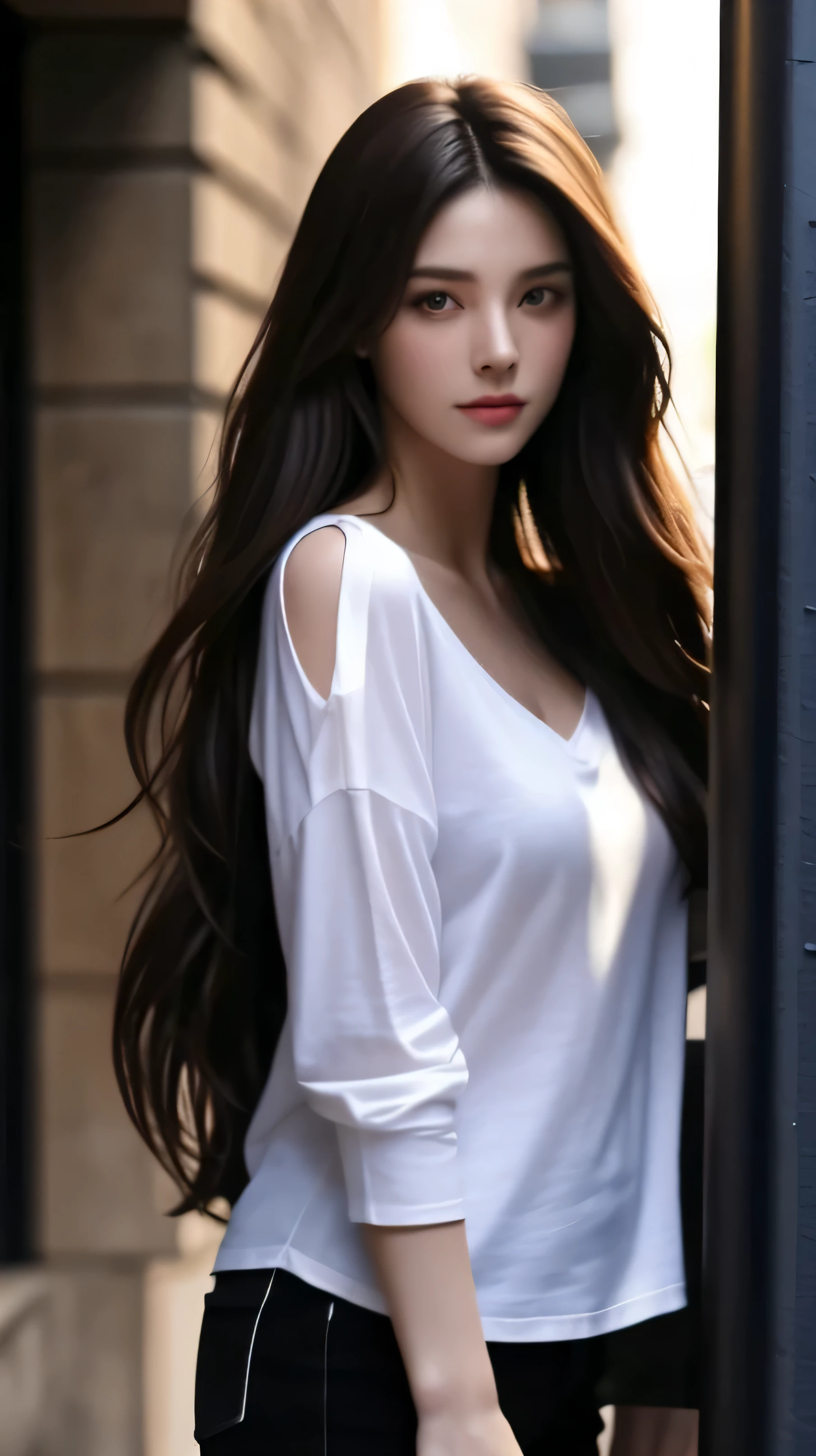 1girl, solo, small breasts, look at viewer, smile, bashful, half sleeve, thighhigh, (best quality,4k,8k,highres,masterpiece:1.2),ultra-detailed,(realistic,photorealistic,photo-realistic:1.37),intricate details, delicate features, beautiful detailed eyes, beautiful detailed lips, extremely detailed face, long eyelashes, serene expression, flowing hair, natural lighting, warm color palette, soft focus, digital painting, cinematic composition