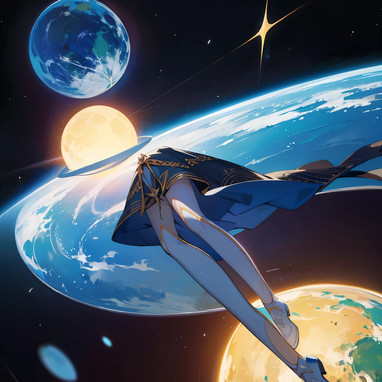 Un planeta con gran cuidad en forma de estrella