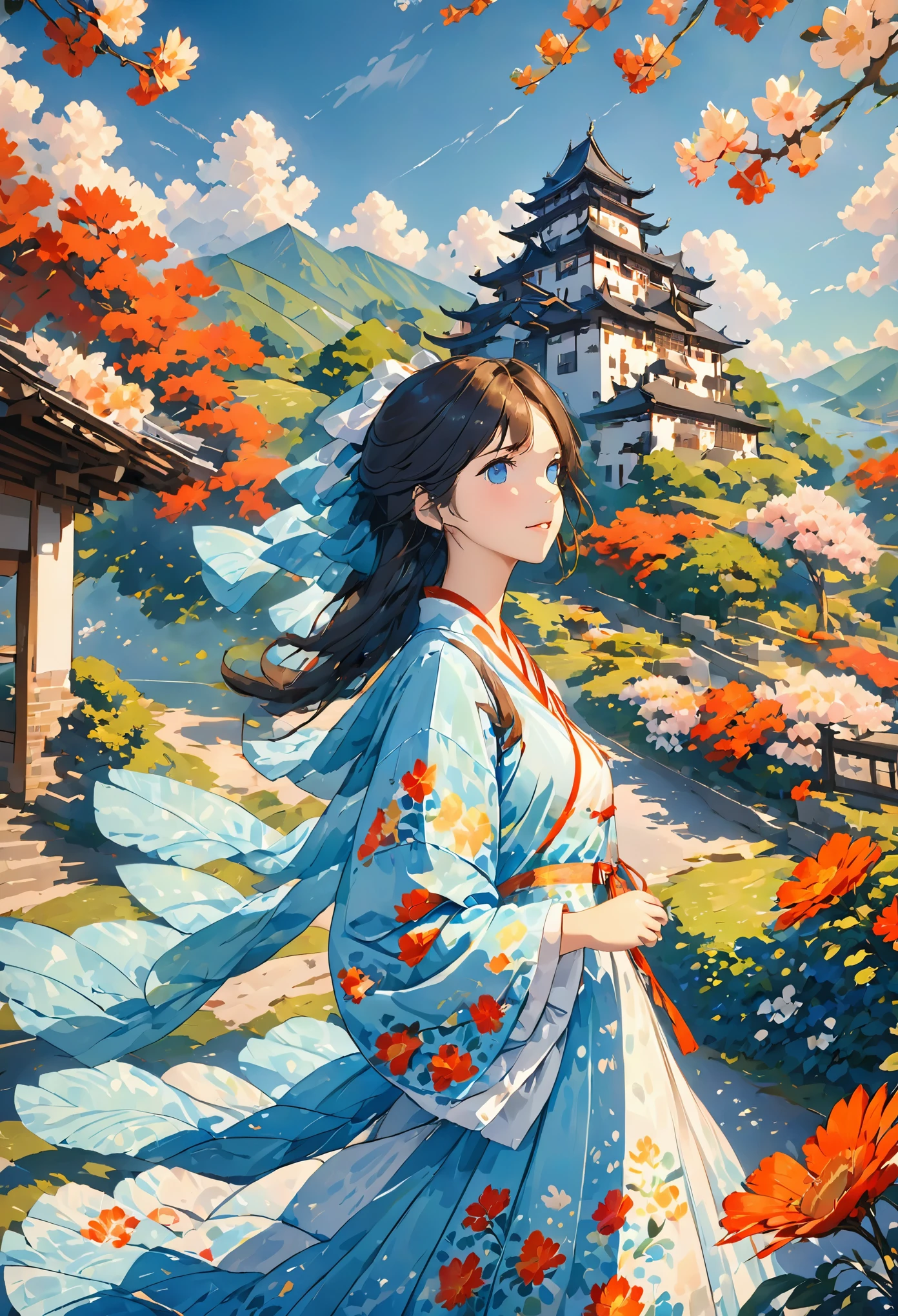 /imagination skills: https://Figure 5.cdn.Sea Art.eat/stationary/upload/20230609/8209bbe6-5d3d-417a-ba6d-8cbde95790a7.PNG aesthetic, Beautiful girl illustration, 身穿浅绿色Hanfu:::2, diagonal composition, upward view: :0.5, Unreal Engine: :0.5, soft light::0.5, green: :2, High resolution: :0.5, Featry Castle, actual::2, Hanfu: :2, embroidery::1, Portreatt Photography::2 -- no lantern brick red --ar 16:9 --S 70 --Q 0.5 --IW 1.25 --V 5.1