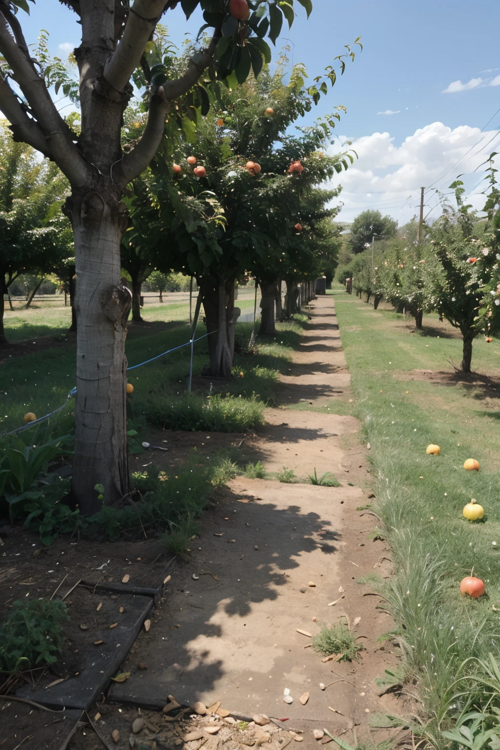 orchard with domino system irrigation