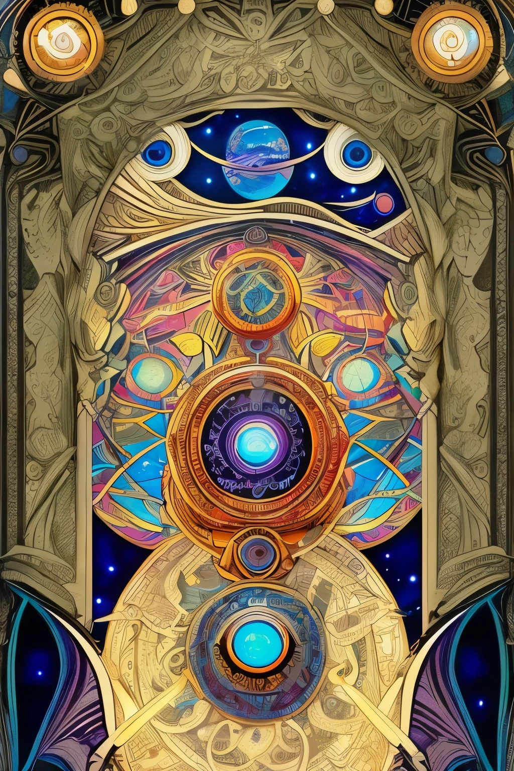 Blank box，Blank card， Slim frame，Flower frame， Decorative panels， abstract artistic， Alphonse Mucha （tmasterpiece， best qualtiy， A high resolution： 1.4）， A detailed， Complicated details， 4K， Color splattering， Line art， Fibonacci， starrysky， natta， exteriors， Clouds， Reflectors， Eau， magick， （tarot cards），Cards， （（beautiful golden crystal star）） buliding， palaces， Patterned， Sumeru， Clouds， themoon