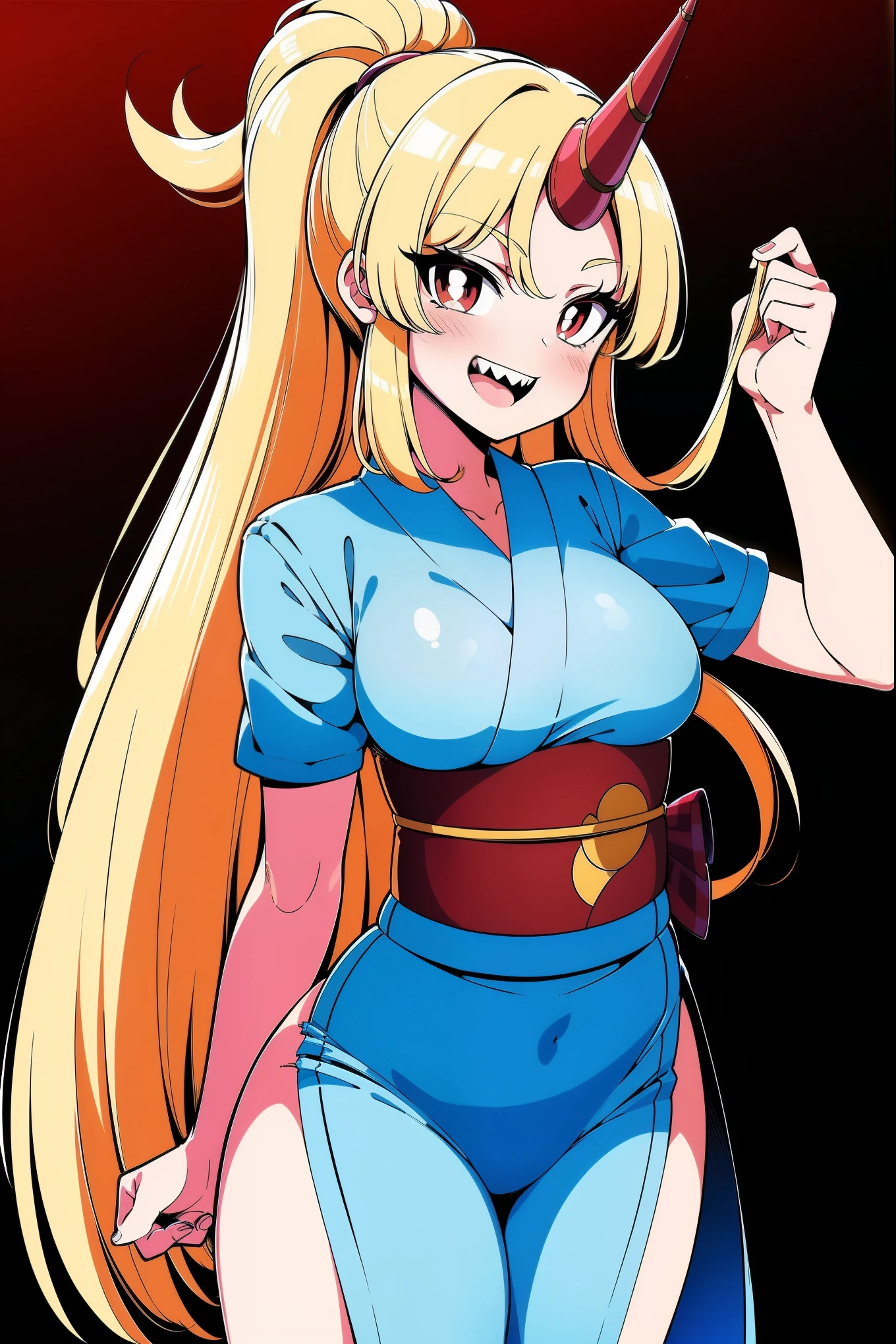 masterpiece, best quality, kugisaki nobara, looking at viewer, orange hair, large breasts, upper body, portrait, looking at viewer, seductive smile,both hands raised, armpits, armpits visible, sweaty armpits,