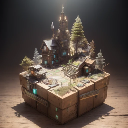 6598年Mars realistic model, (Bifurcation, original photo, best quality, masterpiece:1.4),Steampunk Cyberpunk 6820 City,(CyberpunkMars light:1.3), Mars (related to land),(in a small nature box:1.3),Isometric, small nature, landscape on foundation,landscape,