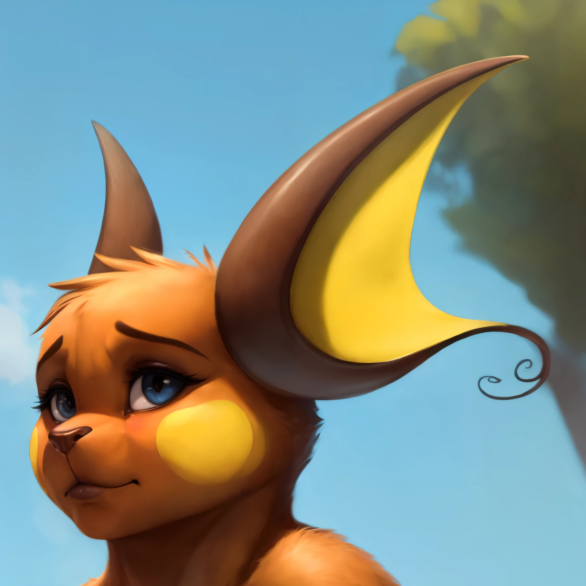 (best quality,ultra-detailed,realistic:1.37), raichu, realistic, detailed face, striking eyes, glossy lips, beautiful makeup, flawless skin, expressive eyebrows, perfect lighting, long eyelashes, pouty lips, soft focus, vibrant colors, studio lighting,realistic,soft lighting,vibrant colors,delicate fur texture, blush, embarrassed expression, shy expression