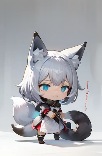 ((Animals, Chibi)), ((Sad face, Apparition, Animals, fox head, wolf carcass, owl back wing, tail snake)),four legs