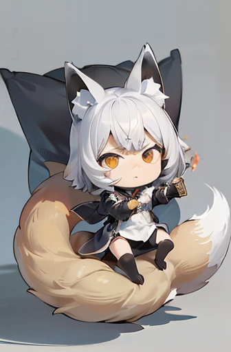 (((Animals, Apparition, Chibi))), ((Sad face, Animals, fox head, wolf carcass, owl back wing, tail snake)),four legs