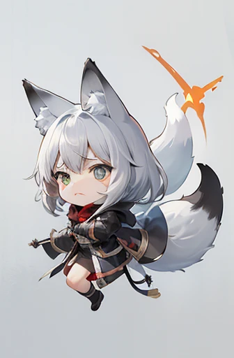 (((Animals, Apparition, Chibi))), Sad face, Animals, fox head, wolf carcass, owl back wing, tail snake, four legs