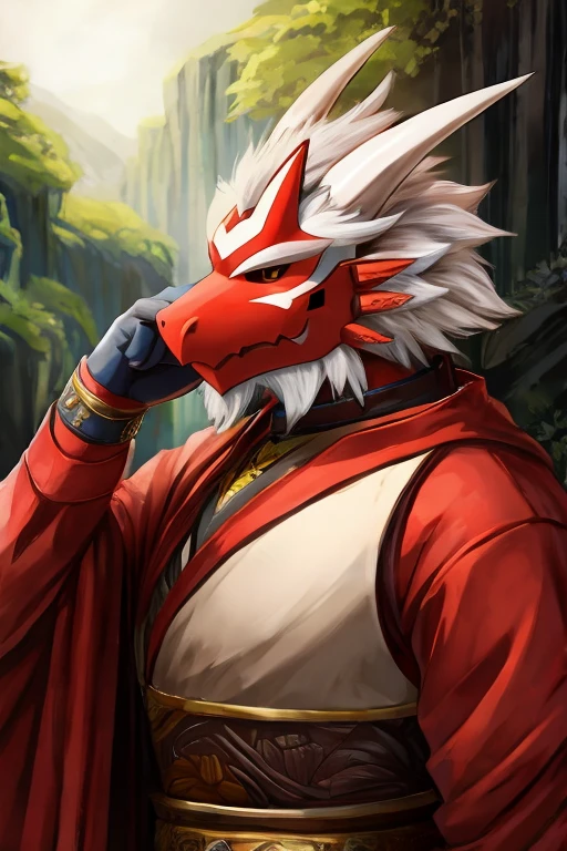 dragon with tengu mask