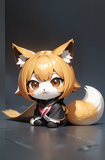(((Animals, Apparition, Chibi))), Sad face, Animals, fox head, wolf carcass, owl back wing, tail snake, four legs