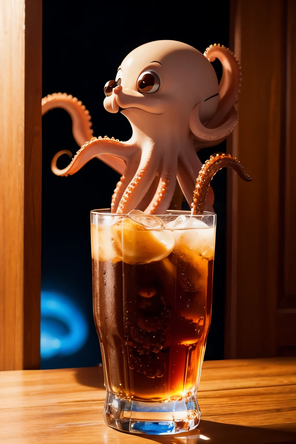 An octopus drinking cola cartoon cute HD