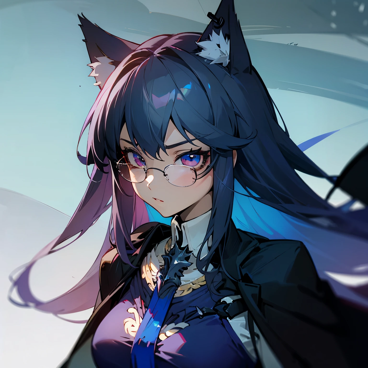 anime femenino, grandes tetas, lentes, BY COFFEE, ojos azules