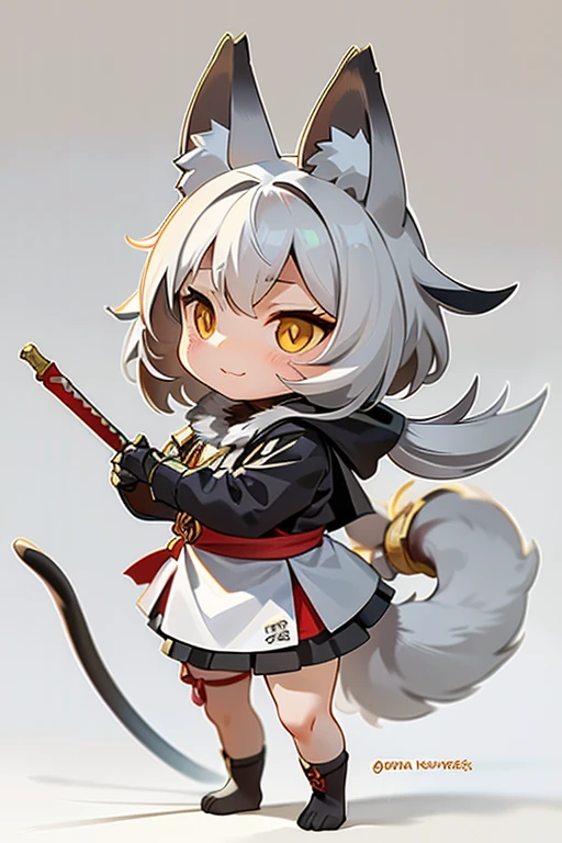 ((best quality))(((Animals,white monster, An illustration, Chibi))), (Sad face, Animals, fox head, wolf carcass, owl back wing, tail snake, four legs),