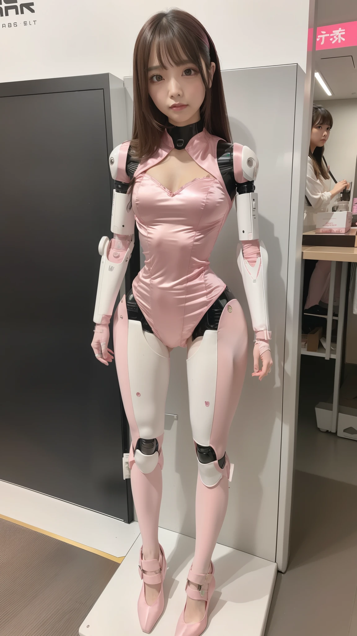 Pink satin costume like a idol, robot