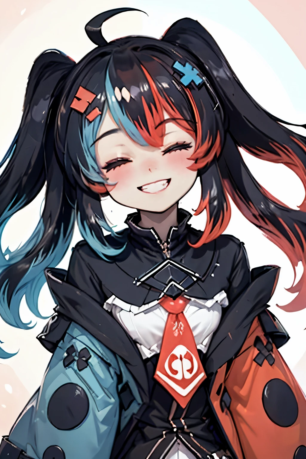 Highly detailed, High Quality, Masterpiece, beautiful, 1girl, solo, SwitchchanOutfit, (HeadpatPOV:1.5), headpat, pov, smile, bright smile, head tilt, closed eyes, happy, blush,