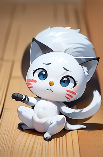 (((Animals,white monster, An illustration, Chibi))), (Sad face, Animals, fox head, wolf carcass, owl back wing, tail snake, four legs)