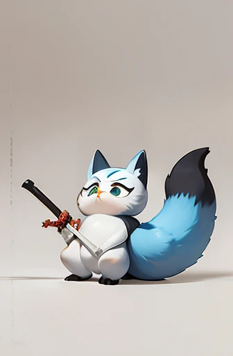 (((Animals,white monster, An illustration, Chibi))), (Sad face, Animals, fox head, wolf carcass, owl back wing, tail snake, four legs)