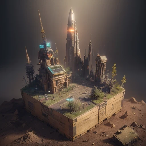 6598年Mars realistic model, (Bifurcation, original photo, best quality, masterpiece:1.4),Steampunk Cyberpunk 6820 City,(CyberpunkMars light:1.3), Mars (related to land),(in a small nature box:1.3),Isometric, small nature, landscape on foundation,landscape,