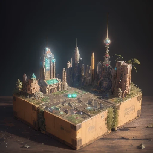 6598年Mars realistic model, (Bifurcation, original photo, best quality, masterpiece:1.4),Steampunk Cyberpunk 6820 City,(CyberpunkMars light:1.3), Mars (related to land),(in a small nature box:1.3),Isometric, small nature, landscape on foundation,landscape,