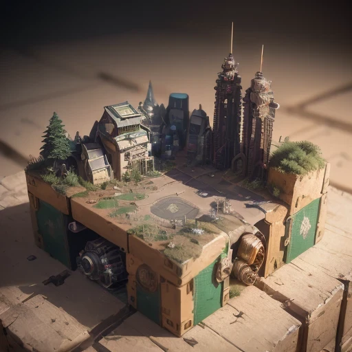 6598年Mars realistic model, (Bifurcation, original photo, best quality, masterpiece:1.4),Steampunk Cyberpunk 6820 City,(CyberpunkMars light:1.3), Mars (related to land),(in a small nature box:1.3),Isometric, small nature, landscape on foundation,landscape,