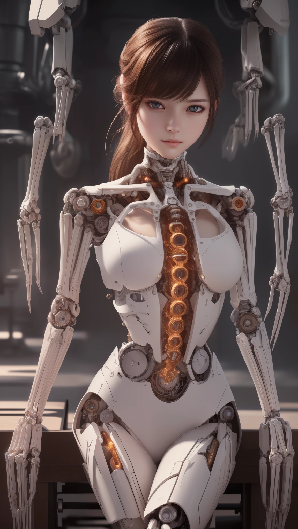 (((masterpiece))), (((best quality))), ((ultra-detailed)), (highly detailed CG illustration), ((an extremely delicate and beautiful)),(cute delicate face),cinematic light,((1mechanical girl)),solo,full body,(machine made joints:1.4),((machanical limbs))