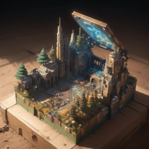 6598年Mars realistic model, (Bifurcation, original photo, best quality, masterpiece:1.4),Steampunk Cyberpunk 6820 City,(CyberpunkMars light:1.3), Mars (related to land),(in a small nature box:1.3),Isometric, small nature, landscape on foundation,landscape,