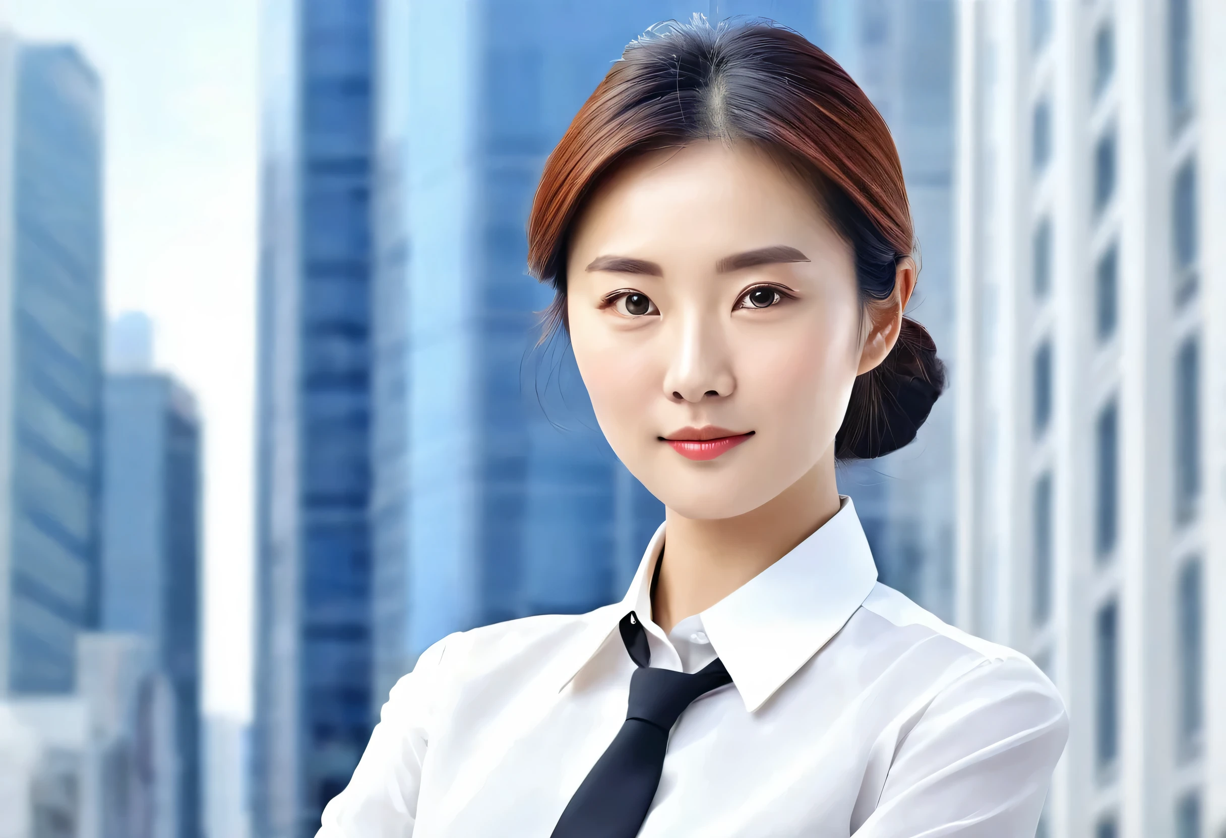 A wonderful illustration that can be used for corporate posters, etc.。business scene。1 female。work。masterpiece。highest quality。portrait。Built-in。