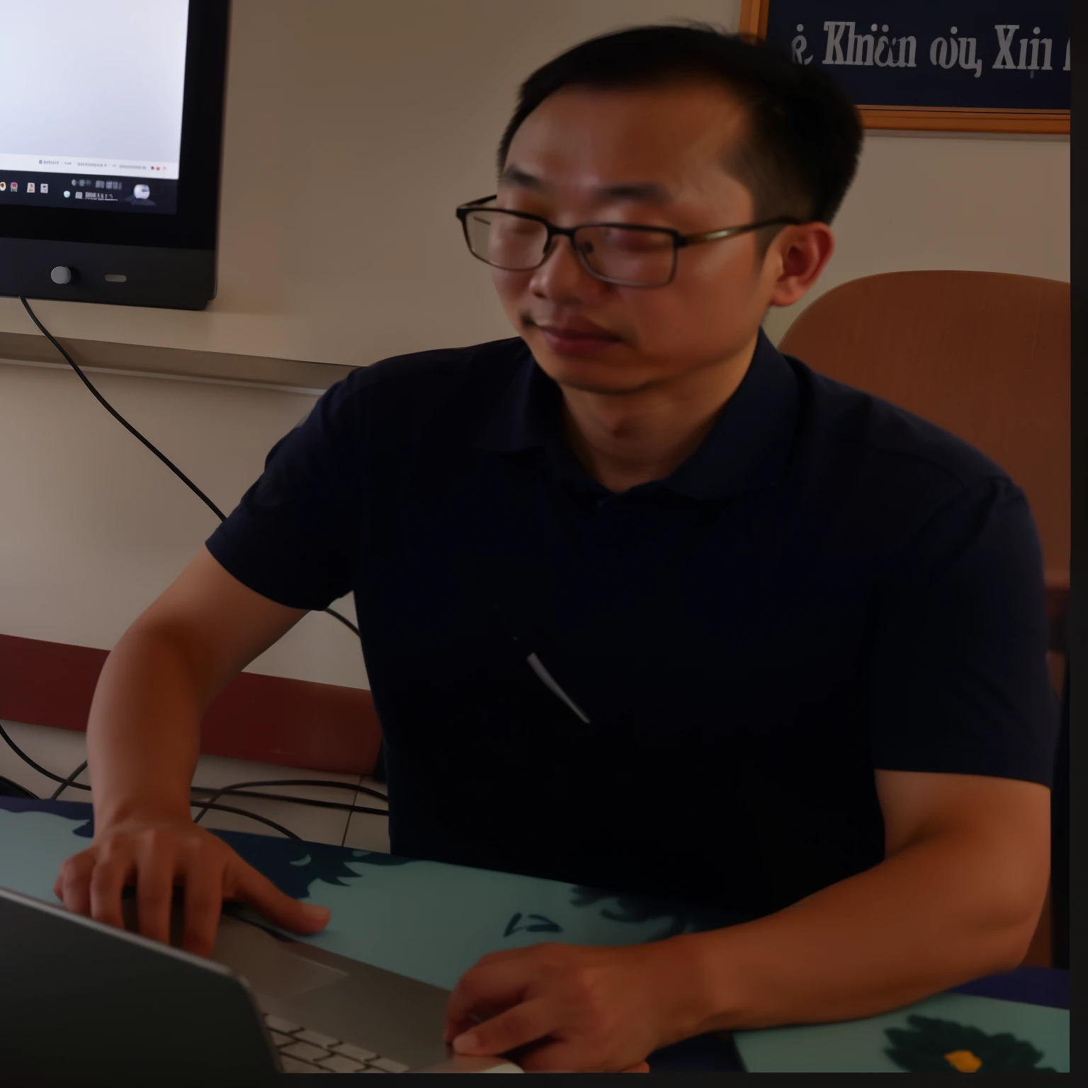 there is a man sitting at a table with a laptop computer, dzung phung dinh, hoang long ly, phong yintion j - jiang geping, victor ngai, bao pham, in front of a computer, leng jun, huifeng huang, avatar image, author li zhang, xintong chen, yuxiang chen