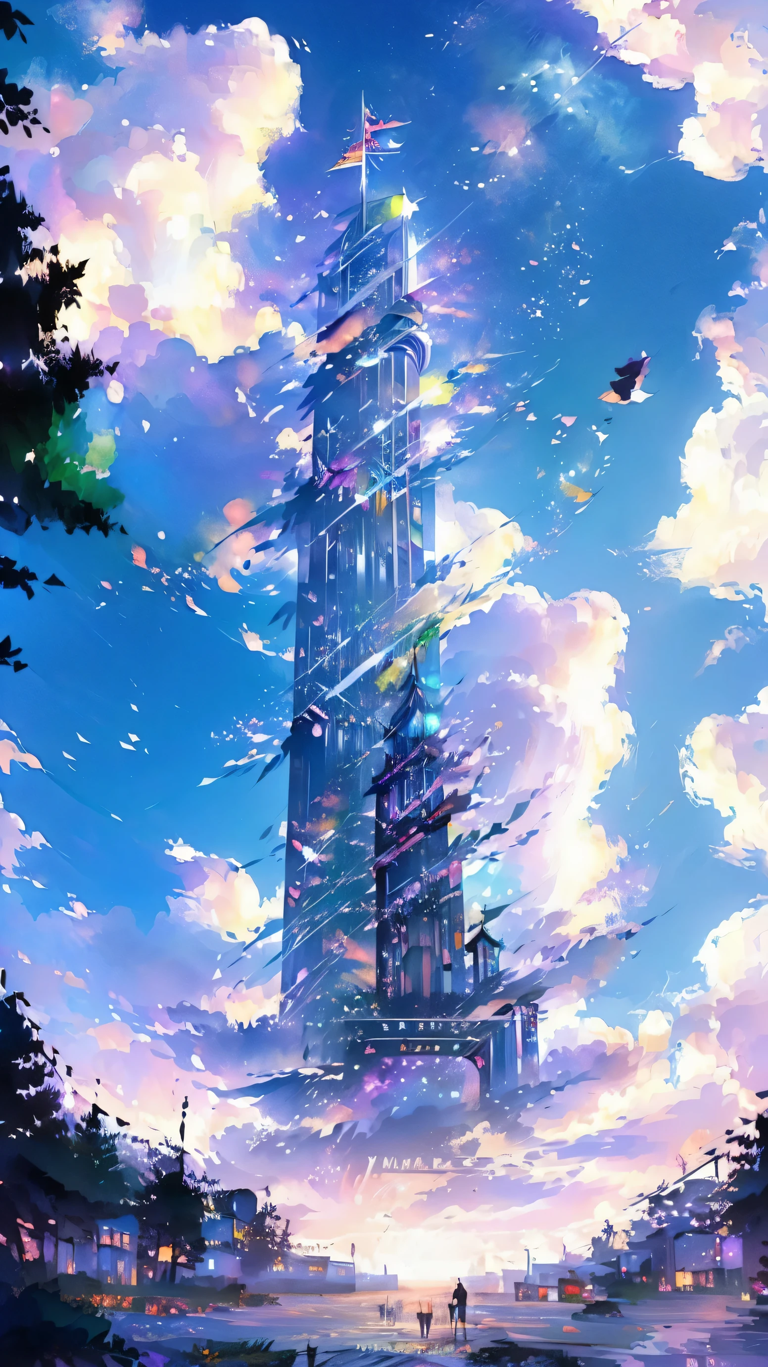 near future city、 makoto shinkai cyril rolando, anime art wallpaper 4k, anime art wallpaper 4k, anime art wallpaper 8k, Sounds influenced by Cyril Roland, In the style of Dan Mumford'artwork of, awesome wallpaper, by Yuumei,Huge Moving Castle、forest