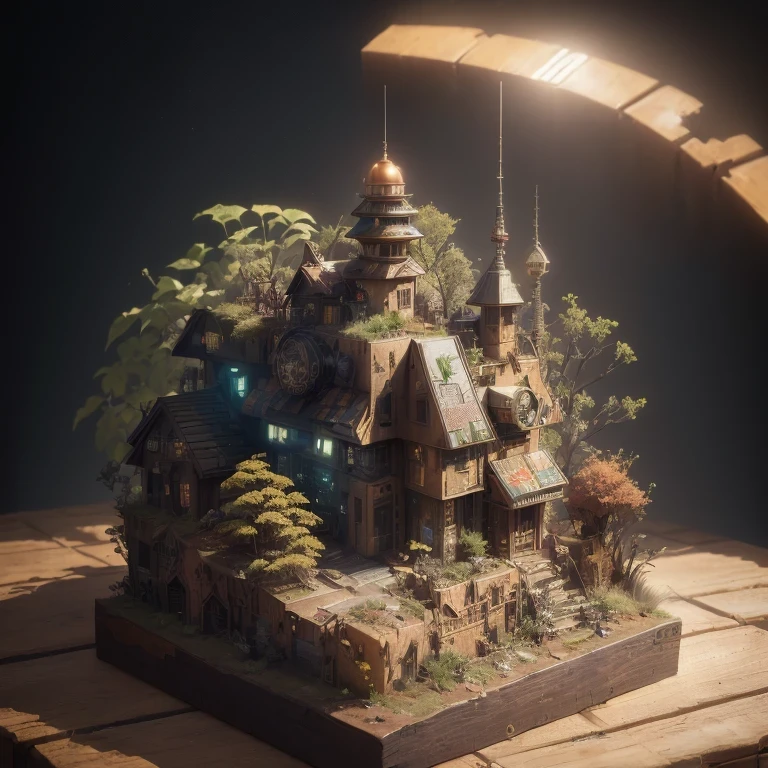 6598年Mars realistic model, (Bifurcation, original photo, best quality, masterpiece:1.4),Steampunk Cyberpunk 6820 City,(CyberpunkMars light:1.3), Mars (related to land),(in a small nature box:1.3),Isometric, small nature, landscape on foundation,landscape,