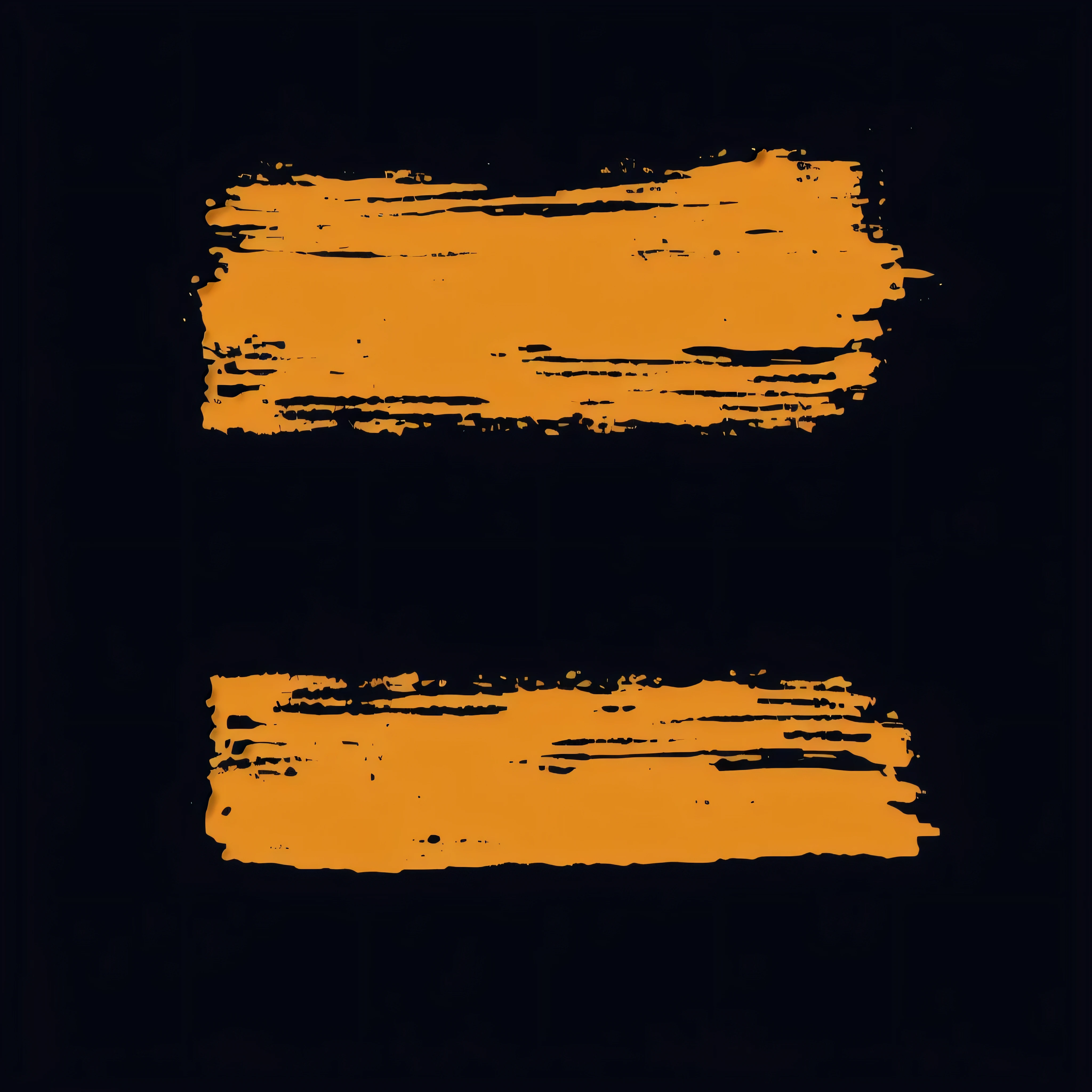 there are two orange paint strokes on a black background, multi layered thick brush marks, abstract brush strokes, thick paint brush strokes, strong brush stroke, thick brush strokes, apparent brush strokes, detailed brush strokes, brush marks, brush texture, ( brush stroke ), rough brush strokes, black and orange colour palette, thick visible brush strokes, wide brush strokes, flat brush strokes