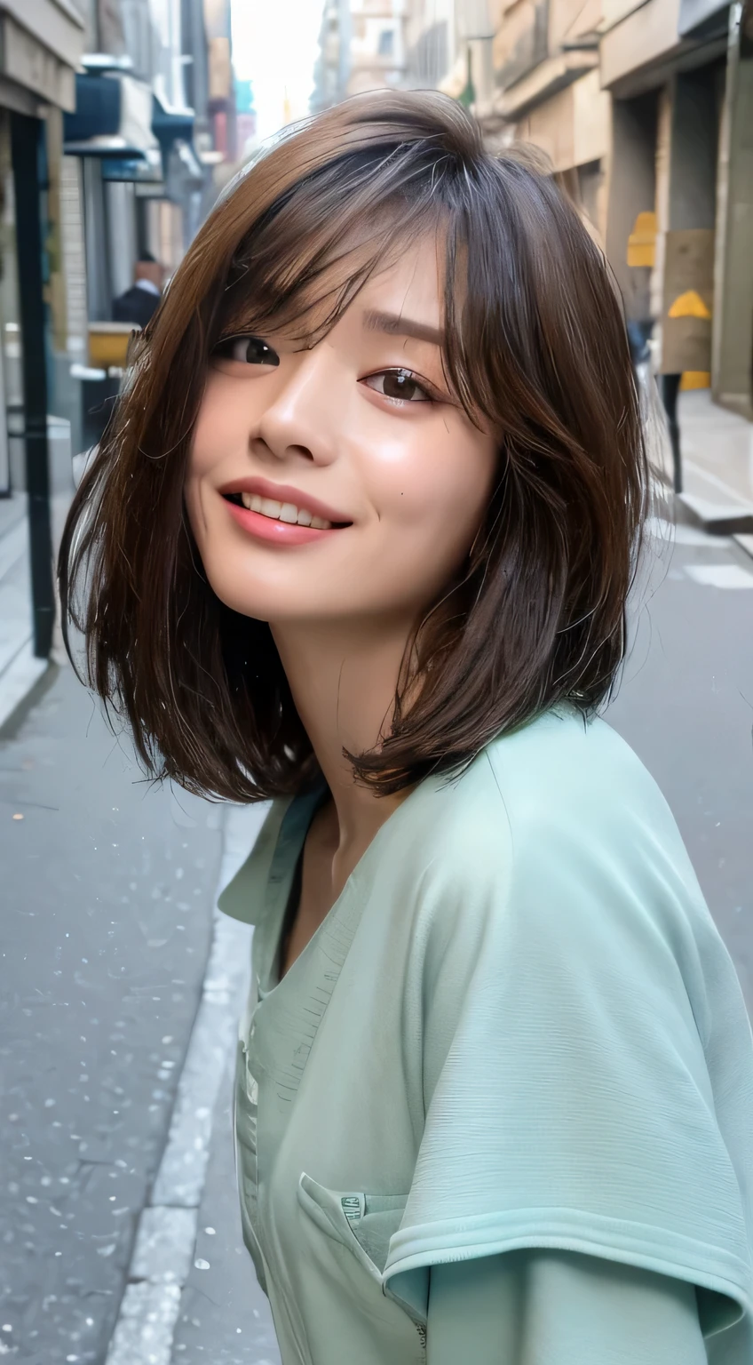 ((highest quality、8K、masterpiece:1.3))、concentrate:1.2、perfect body beauty:1.4、butt:1.2、((layered haircut、brain out:1.2))、(wet clothes:1.1)、T-back、(street:1.3)、Private Server:1.1、Highly detailed face and skin texture、narrow eyes、double eyelid、Whitening skin、hair length、(shut up:1.3)、laughter
