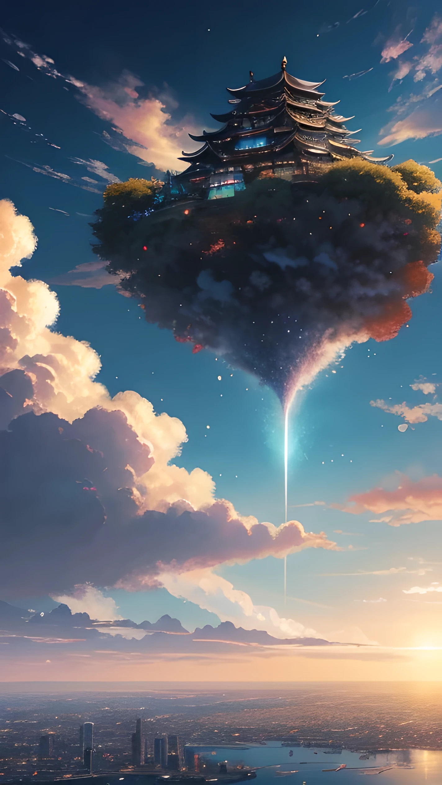 unite、anime art wallpaper 4k, anime art wallpaper 4k, anime art wallpaper 8k, Sounds influenced by Cyril Roland, awesome wallpaper, by Yuumei,magic、null、nullの上、nullの城、floating city