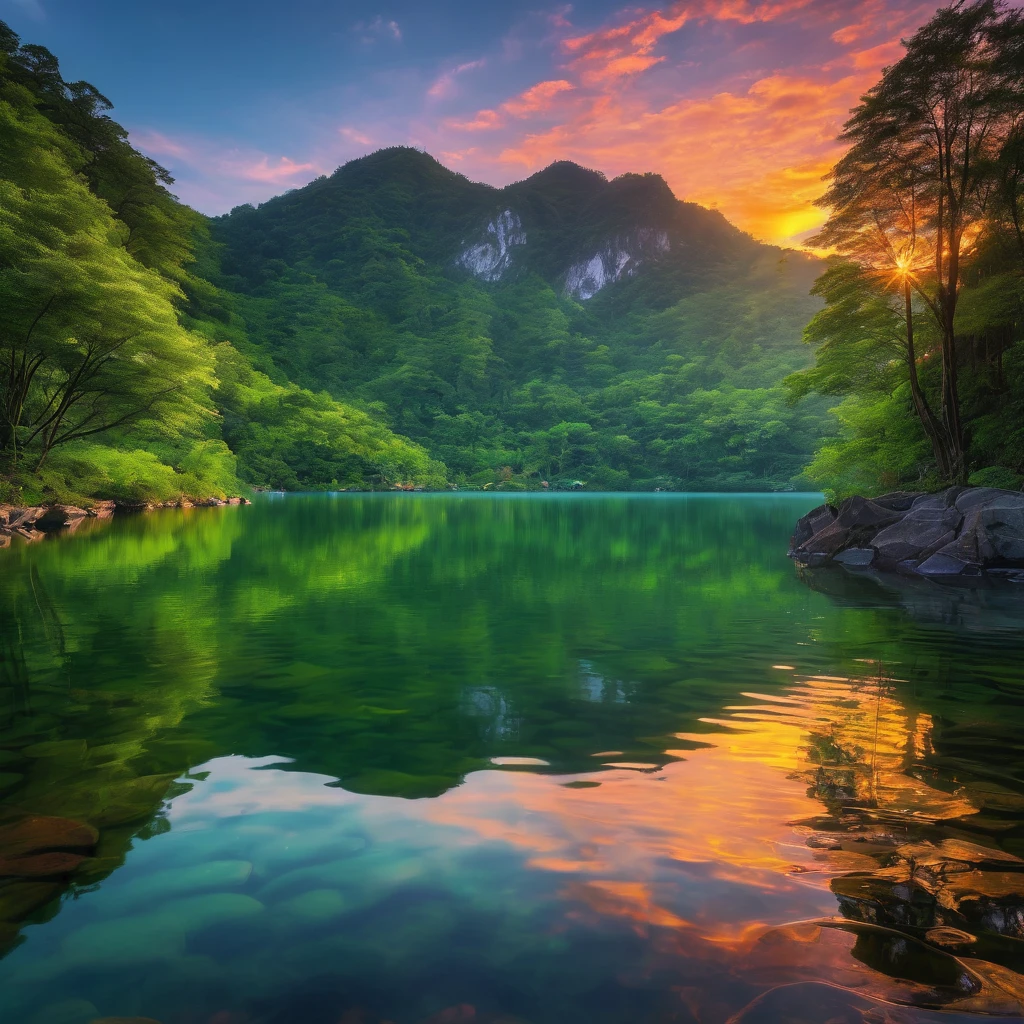 Reflection, aesthetic, extremely detailed, water reflection,beautiful colorful sunset reflection,rippling water,peaceful scenery,serene atmosphere,tranquil moment,serene lake surface,luminous sky reflection,rays of light dancing on water glass-like appearance,calm and clear water,soft and gentle waves,lush green surroundings,trees and mountains reflected in water,serene sky,serenity and tranquility,harmonious colors,water ripples spreading across the surface,serene and peaceful ambience,serene and still waters,tranquil beauty,serene and calm surroundings,vibrant and vibrant colors reflecting on the water,dreamy and ethereal atmosphere,natural beauty,reflective surface,serene and calm emotions,lake and mountain scenery,rays of sunlight illuminating the scene,peace and tranquility in nature,harmony and balance,luminous and glowing reflection,mirror-like reflections,nature's mirror