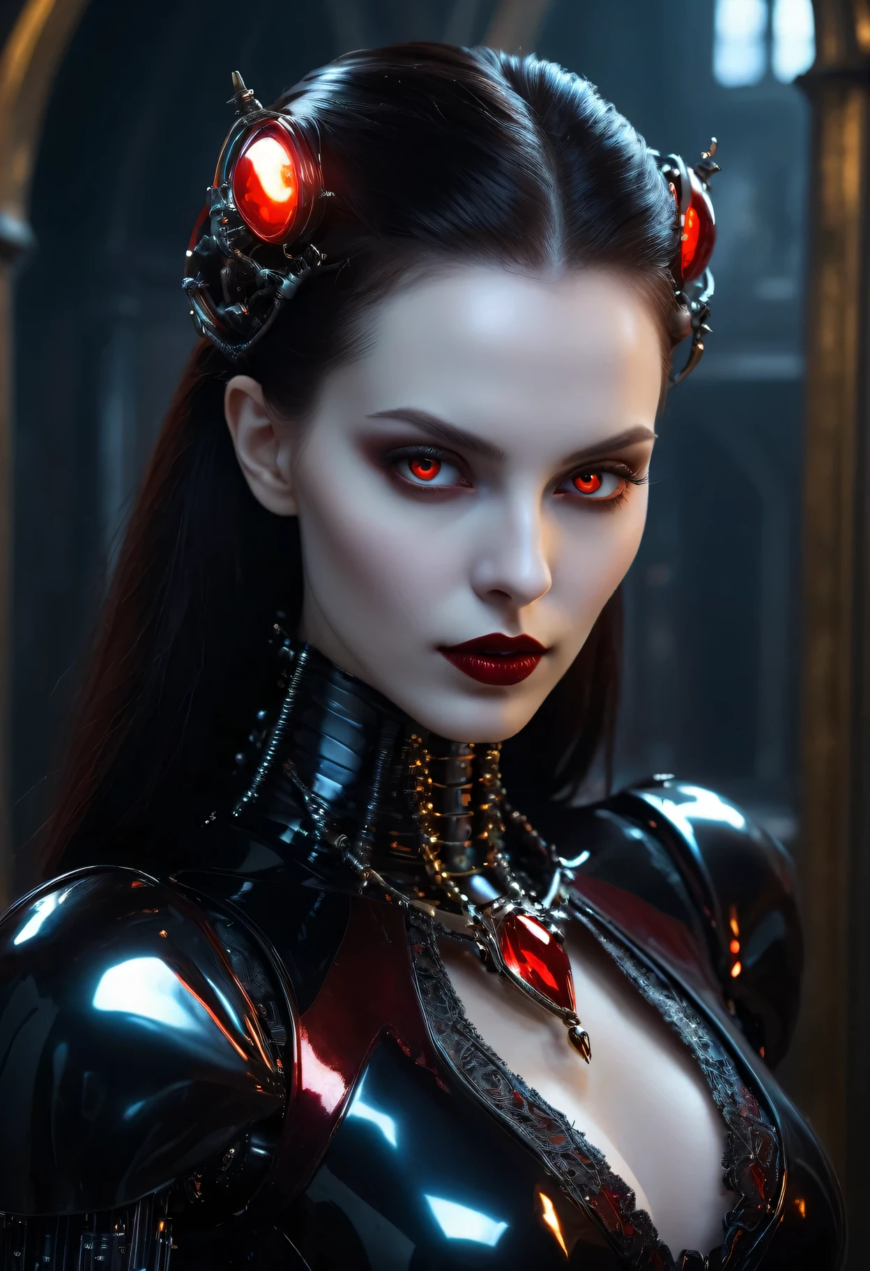 1girl, demonic chair,<lora:DemonicTech-20:.7>, ,demonictech, (masterpiece, top quality, best quality, official art, beautiful and aesthetic:1.2), 1girl, (hood:1.3) ,boots solo, cloak, magic, cybersuit, (mech castle:1.2), scifi,demon princess <lora:Dark_Angel_Base_preview_V1:0.6>