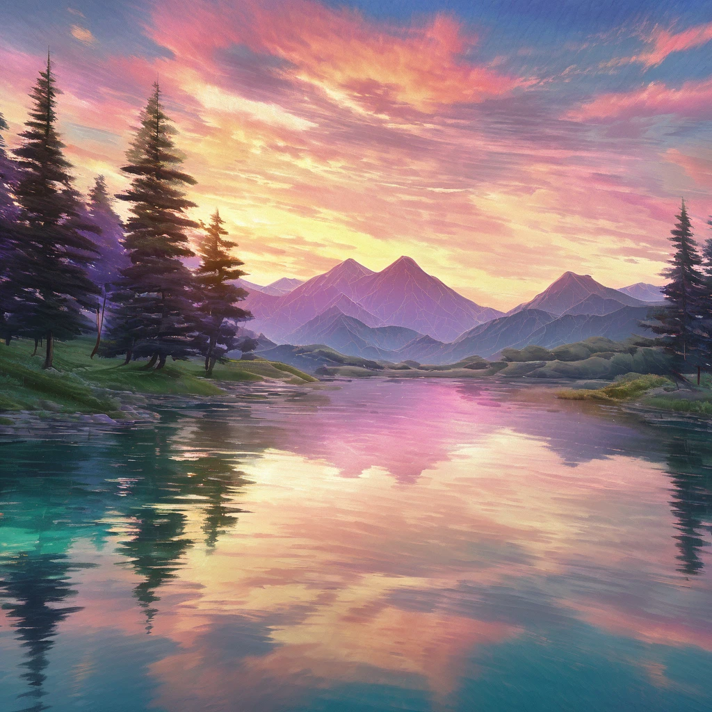 Reflection, aesthetic, extremely detailed, water reflection,beautiful colorful sunset reflection,rippling water,peaceful scenery,serene atmosphere,tranquil moment,serene lake surface,luminous sky reflection,rays of light dancing on water glass-like appearance,calm and clear water,soft and gentle waves,lush green surroundings,trees and mountains reflected in water,serene sky,serenity and tranquility,harmonious colors,water ripples spreading across the surface,serene and peaceful ambience,serene and still waters,tranquil beauty,serene and calm surroundings,vibrant and vibrant colors reflecting on the water,dreamy and ethereal atmosphere,natural beauty,reflective surface,serene and calm emotions,lake and mountain scenery,rays of sunlight illuminating the scene,peace and tranquility in nature,harmony and balance,luminous and glowing reflection,mirror-like reflections,nature's mirror