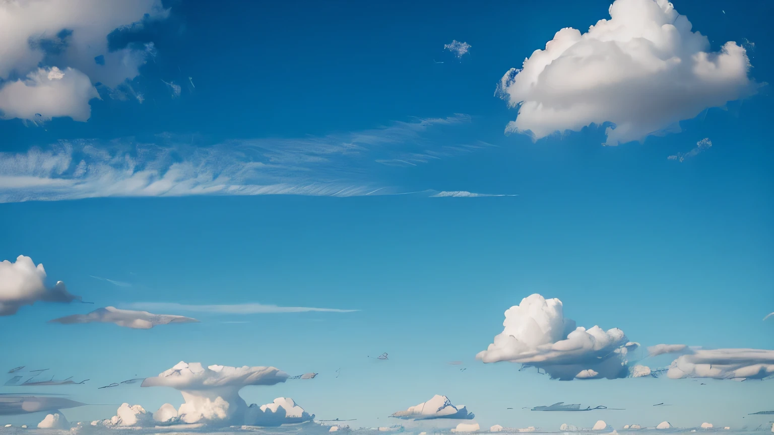 No one in the blue sky,The clouds are very light