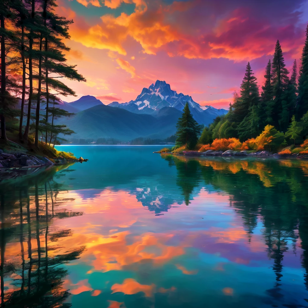 Reflection, aesthetic, extremely detailed, water reflection,beautiful colorful sunset reflection,rippling water,peaceful scenery,serene atmosphere,tranquil moment,serene lake surface,luminous sky reflection,rays of light dancing on water glass-like appearance,calm and clear water,soft and gentle waves,lush green surroundings,trees and mountains reflected in water,serene sky,serenity and tranquility,harmonious colors,water ripples spreading across the surface,serene and peaceful ambience,serene and still waters,tranquil beauty,serene and calm surroundings,vibrant and vibrant colors reflecting on the water,dreamy and ethereal atmosphere,natural beauty,reflective surface,serene and calm emotions,lake and mountain scenery,rays of sunlight illuminating the scene,peace and tranquility in nature,harmony and balance,luminous and glowing reflection,mirror-like reflections,nature's mirror