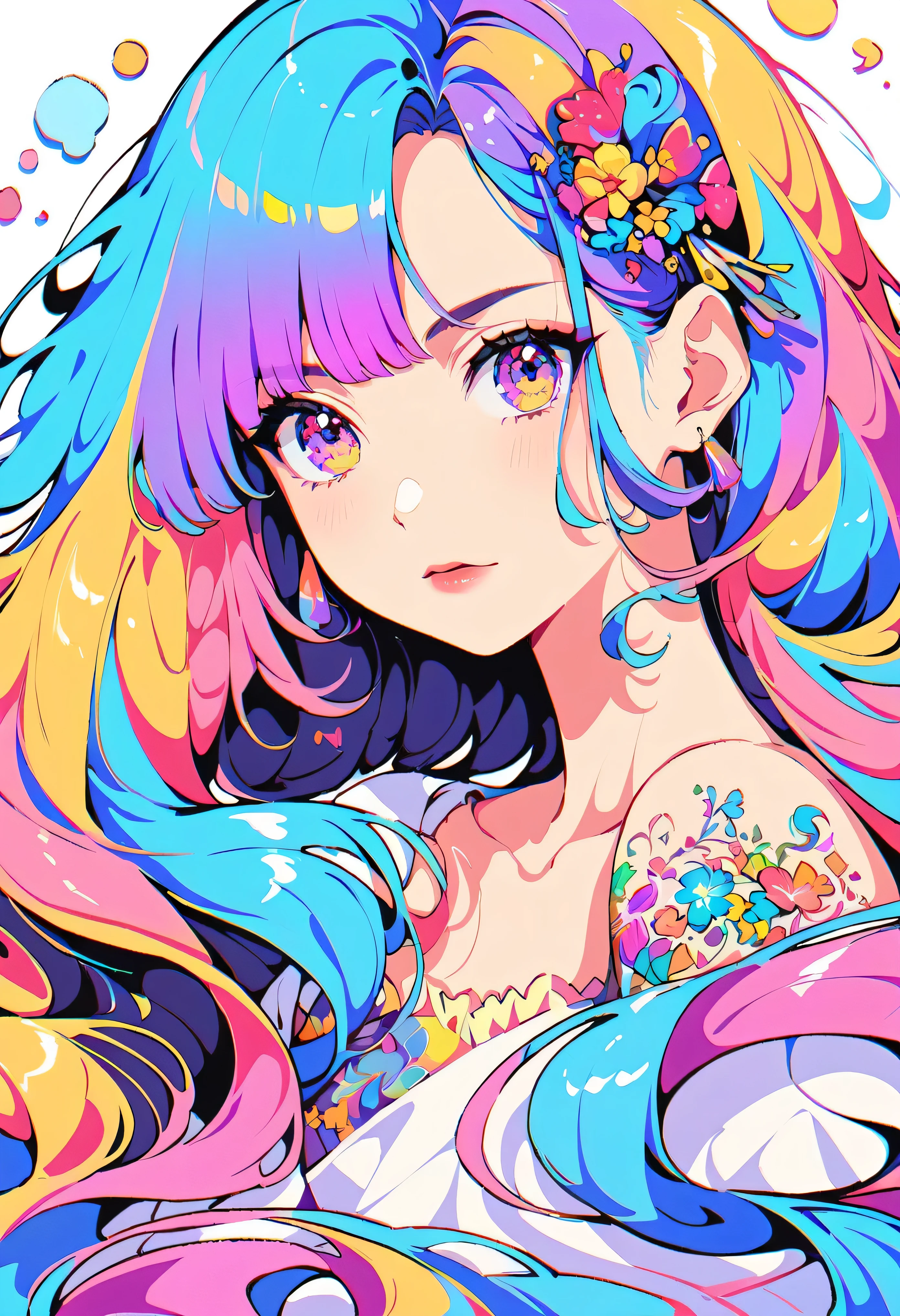 painting of a woman with long and colorful hair, beautiful digital illustrations, amazing digital illustrations, amazing digital art, Beautiful artwork illustration, beautiful digital artwork, beautiful digital art, exquisite digital illustration, intricate digital painting, very beautiful digital art, vivid digital paintings, beautiful amazing digital art, psychedelic flowing hair, colorful digital paintings, inspiring digital art, stylized digital art