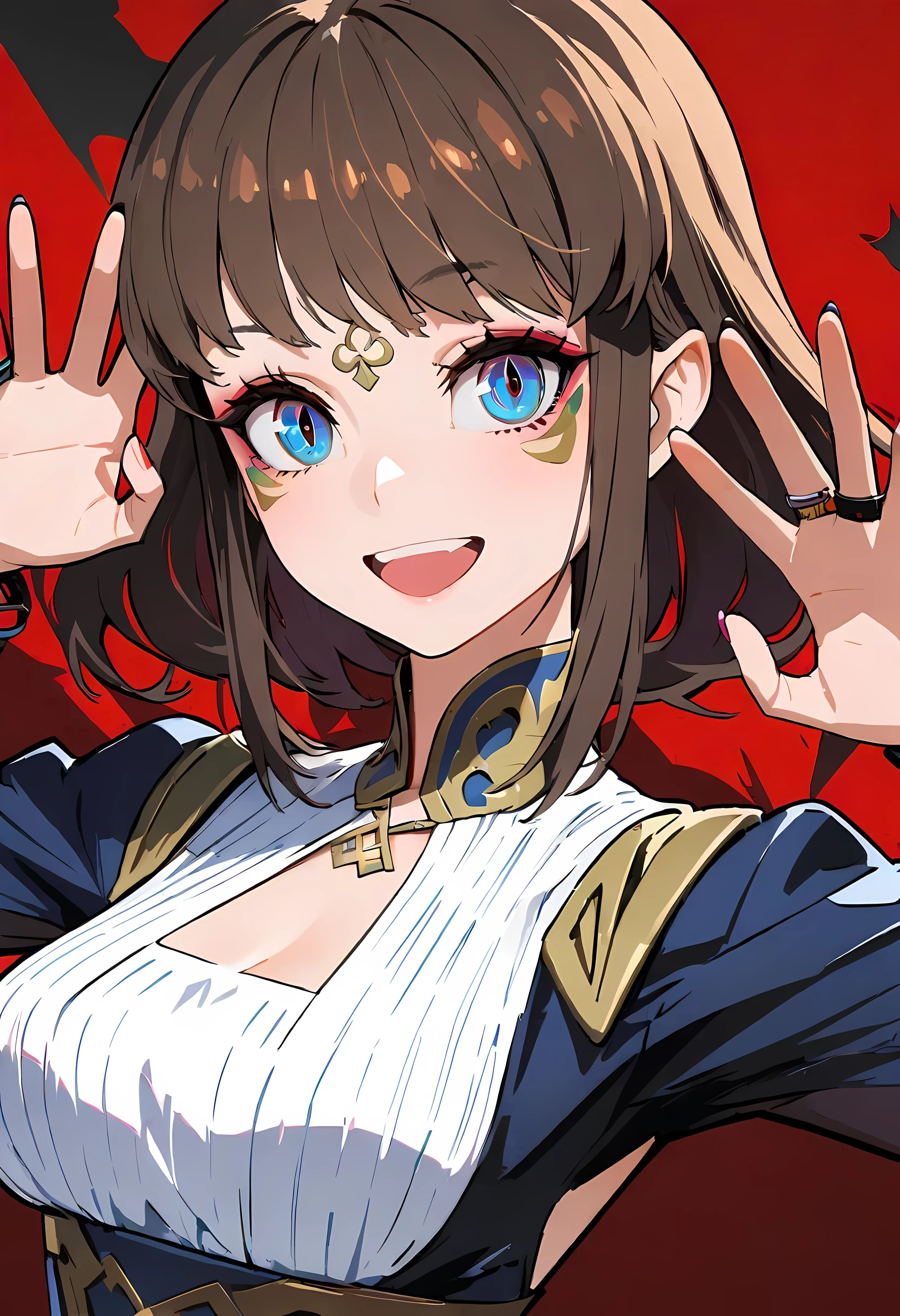 Princess Salda full body photo, brown hair, blue eyes, dress up as《assassin'creed》assassin在, white+金色搭配white面具和带有金色细节的兜帽, XL bust, Use a wrist blade. background: renaissance city. Unreal Engine 5, japanese manga, japanese manga style, masterpiece, eyes well drawn, well drawn face, delicate eyes, Facial details are very good, 8K, Light and shadow effects.