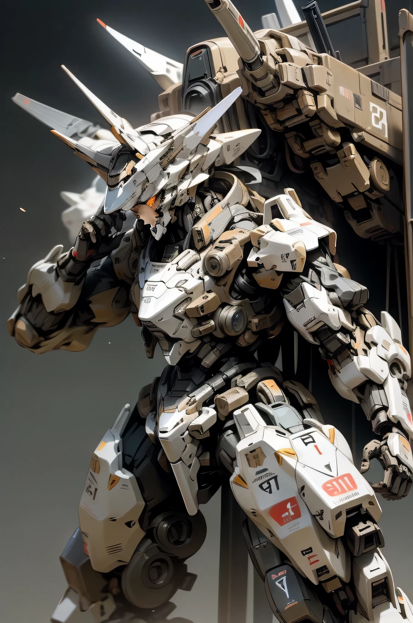 metal gear mech, cool mecha style, mecha asthetic, War Mechs to Fight, mecha art,machine guns, armored core style mecha, White Mecha, Alexandre Ferra White Mecha, Ground, Armored Core,Realistic mechs,