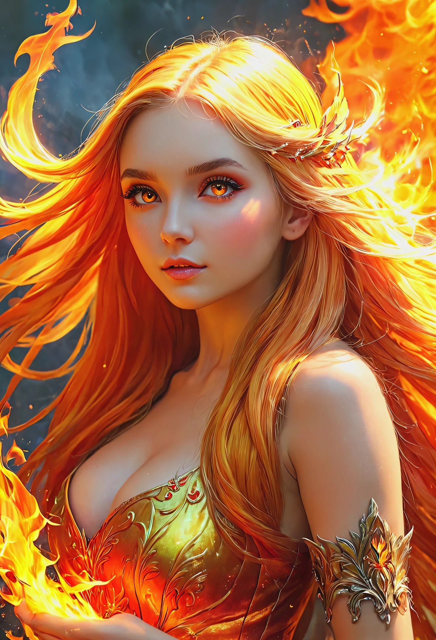 blonde with long hair fire fairy 