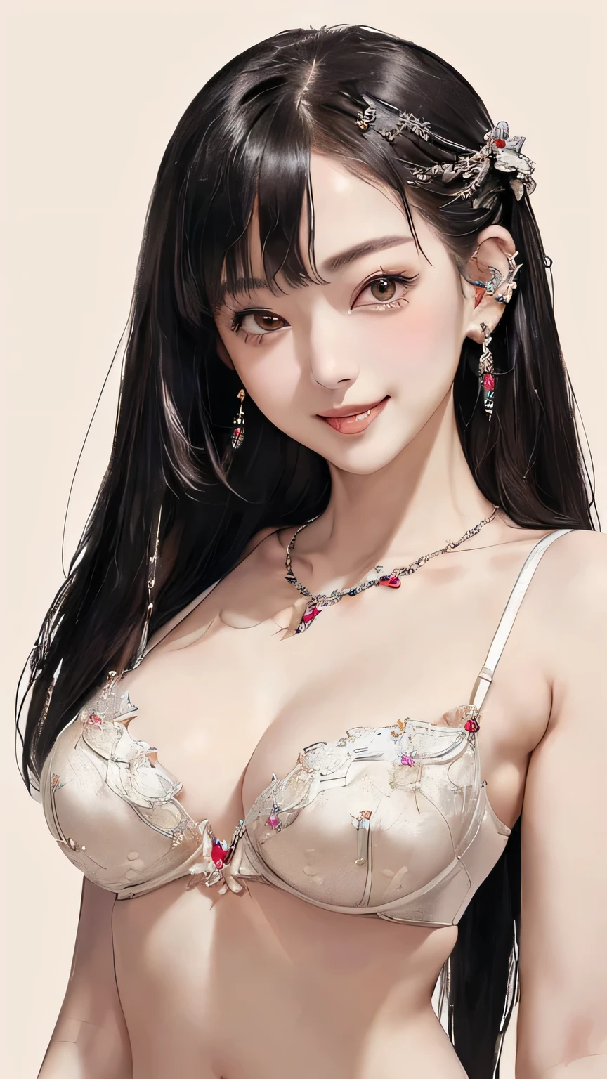 (((masterpiece))),((highest quality)),one beautiful japanese girl,pale, (gem anthropomorphic character: 1.5), (jewelry hair:1.5)、(smile 1.5)、(belly button)、((jewelry clothes:1.5)),(private server), (exposure of skin),(Mine background:1.5).(((from the front:1.5)))、(straight front: 1.5)、(Gemstones embedded in the body:1.5)、(jewelry bra:1.5)